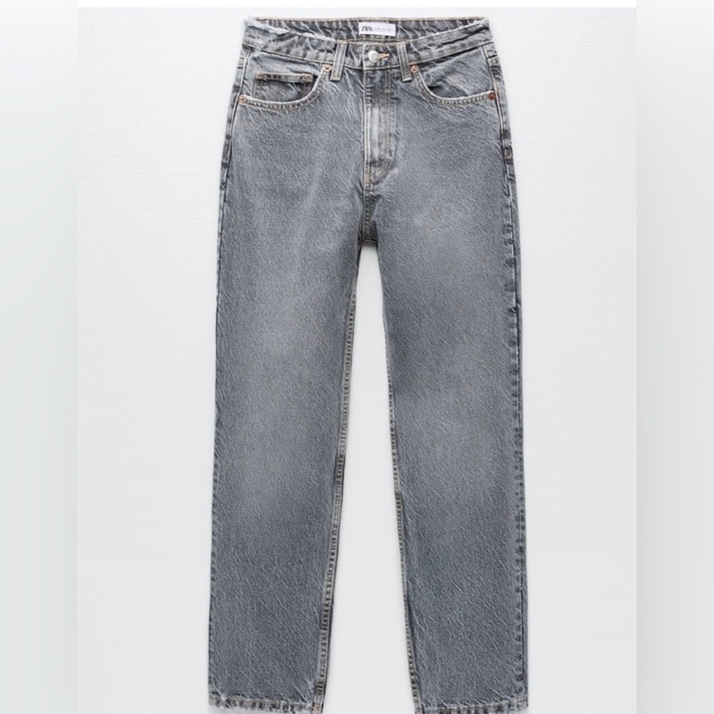 ZARA-HIGH WAIST - MOM Jean- ANKLE LENGTH —EUC-Sz 4-Gray-washed black☀️🖤​​ - Picture 4 of 10